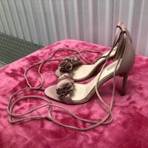 Satin Lace up  Heeled Shoes Sandals, 9, NWBag
